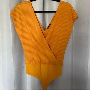 Zara yellow/ marigold wrap front bodysuit